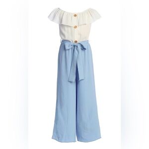 Just Kids Blue and White Girls Jumpsuit Size 4